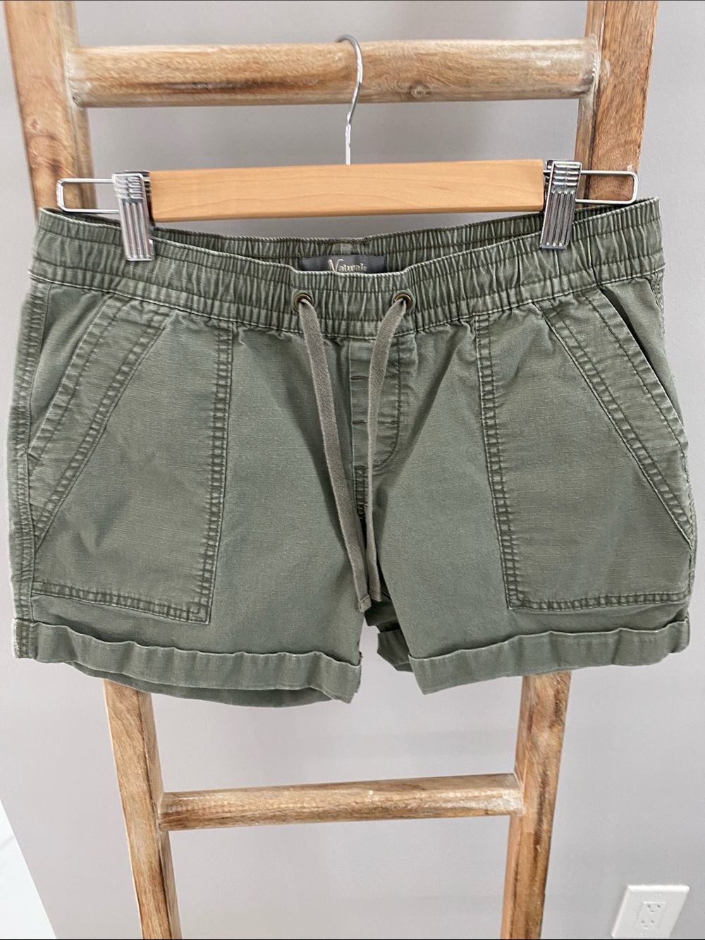 Women’s Olive Drawstring Casual Shorts